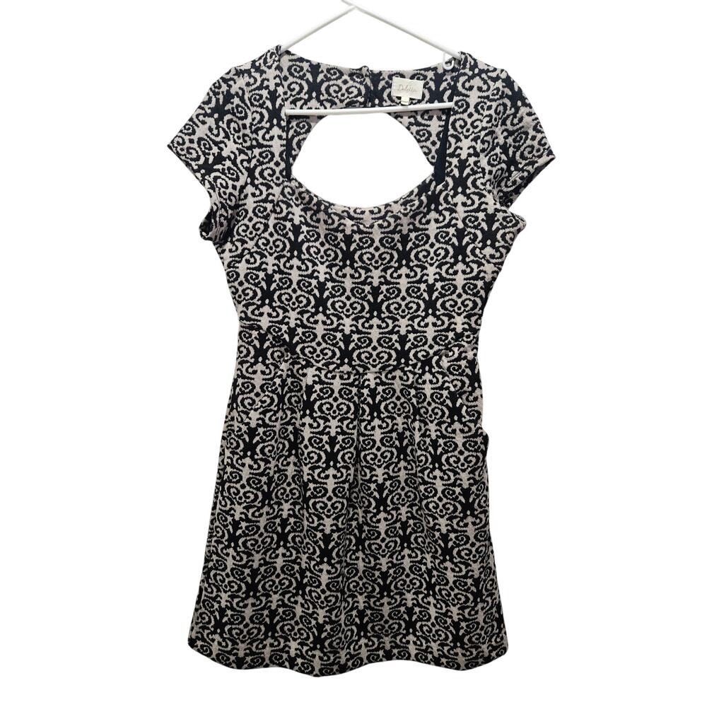 Delia’s Y2K Square Neck Cutout Dress M Black White Empire Mini